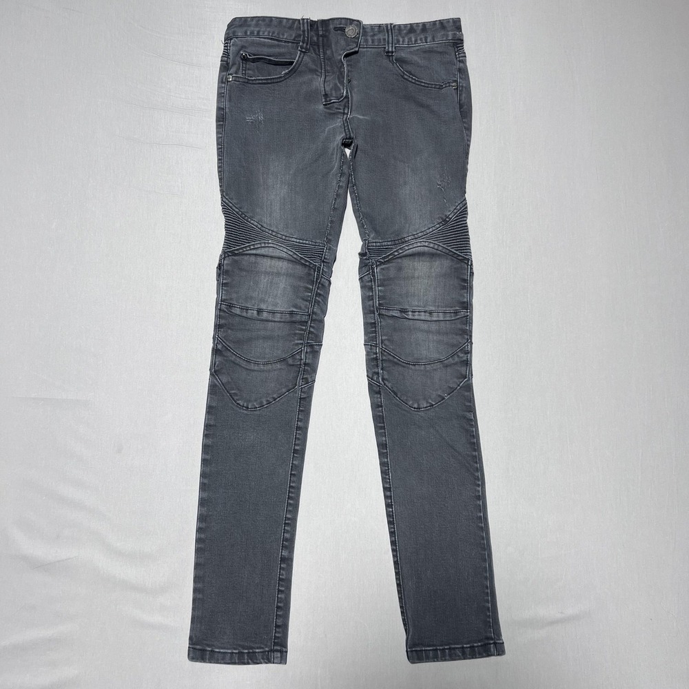 Ugly BROS‎ Motorcycle Jeans Mens 26 Gray Biker Ribbed Skinny Stretch Distressed